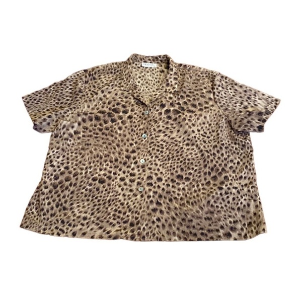 Briggs New York cheetah animal print button down top - Picture 1 of 6